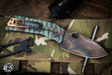 Medford TFF-1 Tactical Fighting Folder Knife Green-Bronze Violet Lightning Sculpted Titanium 4.0" Vulcan 