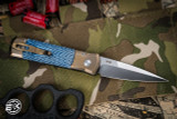 ProTech Godson Custom Automatic Folding Knife Blue/Bronze Jigged Titanium 3.15" Spear Point Satin - 2024.003