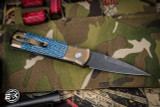 ProTech Godson Custom Automatic Folding Knife Blue/Bronze Jigged Titanium 3.15" Damascus - 2024.004