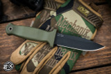 Demko Knives Armiger 4 Fixed Blade Knife OD Green 4.2" Clip Point Black