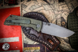 Mcnees Knives PM Mac 2 Green Frag Stonewash Titanium 3" Matte Stonewash (Preowned)