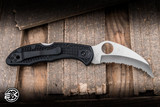 Spyderco Tasman Salt 2 Folding Knife Black FRN 2.8" H-2 Hawkbill Satin Serrated C106SBK2