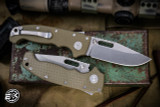 Demko Knives MG AD20S OD Green Shark Lock Folder 20CV Clip Point Stonewash