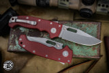 Demko Knives MG AD20S Red G10 Shark Lock Folder 20CV Clip Point Stonewash