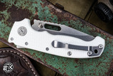 Demko Knives MG AD20S White G10 Shark Lock Folder 20CV Clip Point Stonewash