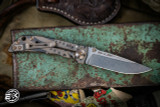 Spartan Blades Custom Harsey Folder Knife "Waving Flag" Bronze Titanium 3.25" Stonewash