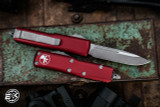  Microtech UTX-85 OTF Automatic Knife Merlot Red 3" Apocalyptic Stonewash Drop Point 231-10APMR 