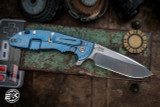 Rick Hinderer Knives XM-24 4.0" Spearpoint Knife Black G10, Stonewash Blue