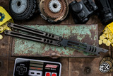 Squid Industries Madko Balisong Trainer Bottle Opener DLC Titanium 4.3" Black