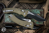 Microtech Amphibian Ram-LOK Folding Knife Fluted OD Green G10 3.9" Black Serrated  137RL-2FLGTOD
