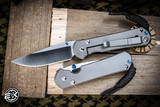 Left Hand-Chris Reeve Knives Small Sebenza 31 Folding Knife Glass Blasted Titanium, Blue Accents 3" MagnaCut Drop Point  Polished S31-1017