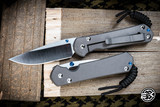 Left Hand-Chris Reeve Knives Small Sebenza 31 Folding Knife Sandblasted Titanium, Blue Accents 3" MagnaCut Drop Point Polished S31-1015