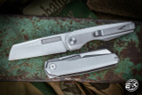 Vero Engineering Neuron Lefty Folding Knife Stonewash Titanium 2.8" Hand Satin -Left Handed