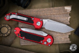 Microtech LUDT Gen III Automatic Folding Knife Red Aluminum/Grip Inlay 3.4" M390 Tanto Stonewash 1136-10RD