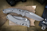 Microtech Amphibian Ram-LOK Folding Knife Fluted Natural Grey Aluminum 3.9" Apocalyptic Stonewash 137RL-10APFLNC