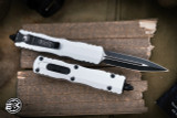 Microtech Dirac OTF Automatic Knife Clear Silver 3" Dagger Black 225-1CR