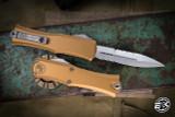 Microtech Hera Mini OTF Automatic Knife Tan 3" Bayonet Stonewash Serrated 1701M-11TA