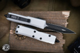  Microtech UTX-85 OTF Automatic Knife Clear Silver 3.1" Dagger Black Serrated 232-2CR