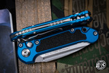 Microtech LUDT Automatic Folding Knife Blue/Grip Inlay 3.4" Drop Point Stonewash 1135-10BL