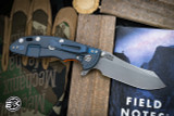 Rick Hinderer Knives XM-18 3.5" Skinner Folding Knife Orange G10, Battle Blue Titanium