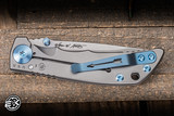 Spartan Blades SHF Harsey Folder Knife Satin Titanium, Blue Accents 3.25" MagnaCut Drop Point Stonewash SF10SWBL