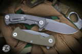 Hinderer Knives Project X Flipper Knife OD Green G10 3.65" Working Finish