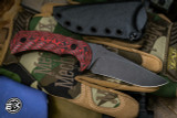 Preowned-Toor Knives Mullet Fixed Blade Knife Tracer Red G10 4.0" Drop Point Carbon Black