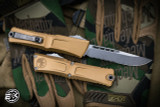 Microtech Combat Troodon Gen III OTF Automatic Knife Tan 4" Drop Point Stonewash Serrated 1143-11TA