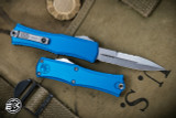 Microtech Hera Mini OTF Automatic Knife Blue 3" Bayonet Stonewash Serrated 1701M-11BL