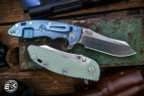 Rick Hinderer Knives XM-18 3.5" Skinner Folding Knife Translucent G10, Stonewash Blue Titanium