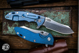  Rick Hinderer Knives XM-18 3.5" Skinner Folding Knife Blue/Black G10, Stonewash Blue Titanium