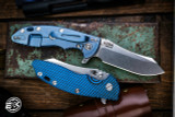  Rick Hinderer Knives XM-18 3.5" Skinner Folding Knife Blue/Black G10, Stonewash Blue Titanium