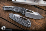 Heretic Knives Pariah Manual Button Lock Folding Knife White Camo Carbon 4" MagnaCut Stonewash  H046-2A-WT/CC