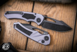 Heretic Knives Pariah Manual Button Lock Folding Knife Gray 4" MagnaCut DLC Serrated  H046-6B-GRY