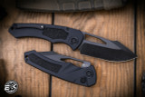 Heretic Knives Pariah Manual Button Lock Folding Knife Black 4" MagnaCut DLC Serrated  H046-6B-T