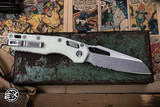 Microtech Standard Issue "MSI" Ram-LOK Manual Folding Knife White 3.85" Stonewash Serrated 210T-11PMWH