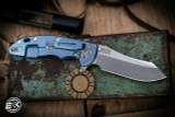 Rick Hinderer Knives XM-18 3.5" Skinner Folding Knife Blue  G10, Stonewash Blue