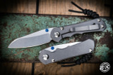 Left Hand-Chris Reeve Knives Small Inkosi Folding Knife Sandblasted Titanium, Blue Accents 2.75" MagnaCut Insingo  SIN-1023