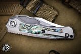 Heretic Knives Custom "Wraith" Auto V4 Titanium Abalone Inlays 3.6" Bowie Mirror Polish 