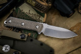 Lucas Burnley Kihoku Fixed Blade Knife Natural Linen Micarta 3.85" Blasted
