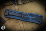 PREOWNED-Heretic Knives "Colossus" Breakthrough Blue OTF Knife Battleworn Black 3.5" Tanto H040-8A-BRKBLU