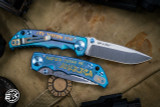 Spartan Blades Custom SHF Harsey Folding Knife Blue USA "Graffiti" Titanium 4" MagnaCut Stonewash