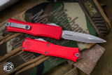 Microtech Hera II Mini OTF Automatic Knife Red 3" Dagger Apocalyptic Stonewash 1702M-10APRD