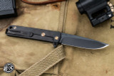 Medford M-48 Folding Flipper Knife Black Aluminum/DLC Titanium 3.9" Drop Point DLC
