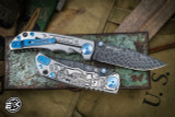 Spartan Blades SHF Custom Harsey Folder Knife Memento Mori Engraved Titanium 4" Damascus  SF5