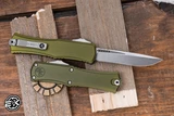 Microtech Hera II Mini OTF Automatic Knife OD Green Aluminum 3" M390 Recurve Stonewash 1705M-10OD