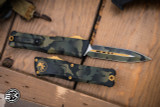 Microtech Combat Troodon Gen III OTF Automatic Knife Olive Camo Gold Accents 3.8" Black Dagger 1142-1OCGS