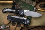 Microtech LUDT Automatic Folding Knife Black Aluminum/Grip Inlay 3.4" M390 Tanto Apocalyptic Stonewash Serrated 1136-12AP