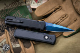 ProTech Godson Automatic Knife Black G10/Aluminum 3.15" Spear Point Sapphire Blue 