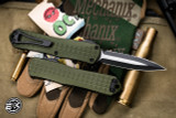  Heretic Knives Manticore E Green Grenade Grip OTF Automatic Knife 3.2" Dagger Two Tone Serrated H028F-10C-GRN